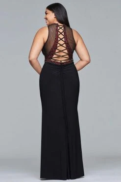 Faviana - 9425 Beaded Cut Out Jersey Evening Gown