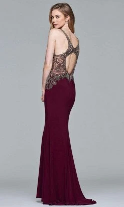 Formal Gowns Faviana - Beaded Cutout Back Sheath Dress S10002 - 1 Pc Bordeaux In Size 12 Available 9 Formal Gowns Faviana - Beaded Cutout Back Sheath Dress S10002 - 1 Pc Bordeaux In Size 12 Available