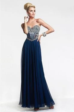 Faviana - Embellished Chiffon Illusion Long Evening Gown S7376 9 Faviana - Embellished Chiffon Illusion Long Evening Gown S7376