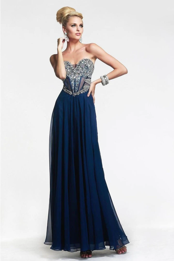 Faviana - Embellished Chiffon Illusion Long Evening Gown S7376 6 Faviana - Embellished Chiffon Illusion Long Evening Gown S7376