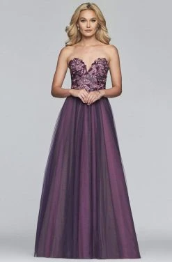 Faviana - Floral Applique Sweetheart A-line Evening Dress S10023