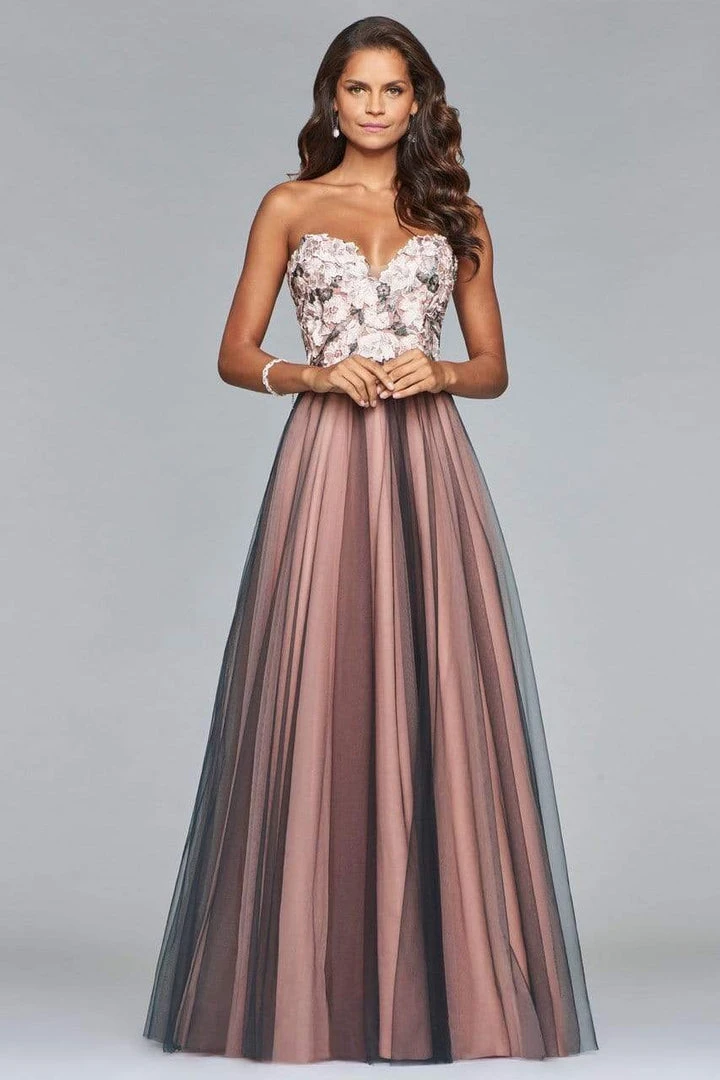 Faviana - Floral Applique Sweetheart A-line Evening Dress S10023 6 Faviana - Floral Applique Sweetheart A-line Evening Dress S10023