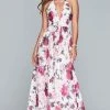 Formal Gowns Faviana - Floral Halter A-Line Evening Gown S10278 - 1 Pc Ivory/Wine In Size 8 Available