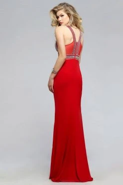 Faviana - Jersey Dress With Plunging Neckline S7805 Formal Gowns 5 Faviana - Jersey Dress With Plunging Neckline S7805 Formal Gowns