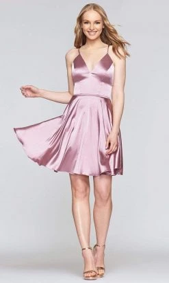Cocktail Dresses Faviana - Lace Up Back Satin Cocktail Dress S10362 - 1 Pc Deep Mauve In Size 0 Available