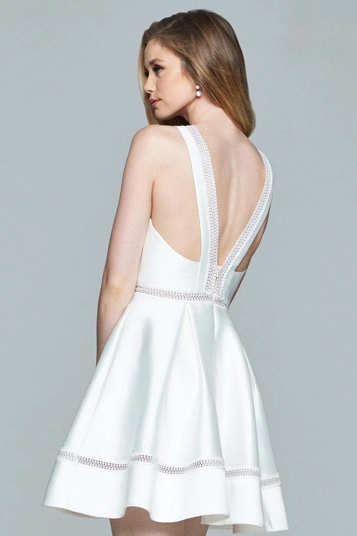 Faviana - Lace V-Neck Mikado Dress 8064 4 Faviana - Lace V-Neck Mikado Dress 8064