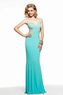Formal Gowns Faviana - Lovely Jersey Dress With Sheers And Lace Applique S7534
