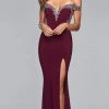 Formal Gowns Faviana - Off-Shoulder Jersey Sheath Long Gown S10001 - 1 Pc Ivory/Rose Gold In Size 0 Available 1 Formal Gowns Faviana - Off-Shoulder Jersey Sheath Long Gown S10001 - 1 Pc Ivory/Rose Gold In Size 0 Available