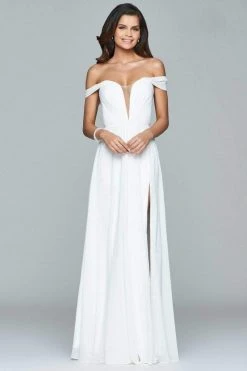 Formal Gowns Faviana - Off Shoulder Sweetheart A-Line Gown 8088 - 2 Pcs Ivory In Size 12 Available