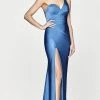 Faviana - One Shoulder Open Back Prom Dress S10645 - 2 Pc Coastal Blue In Size 8 Available