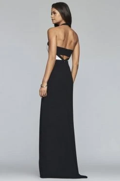 Formal Gowns Faviana - Plunging Halter Bandeau Evening Dress S10236 - 1 Pc Black/Ivory In Size 10 Available