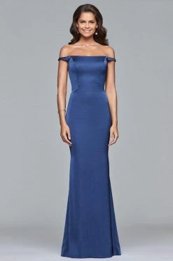 Formal Gowns Faviana - S10010 Off-Shoulder Matte Satin Sheath Gown