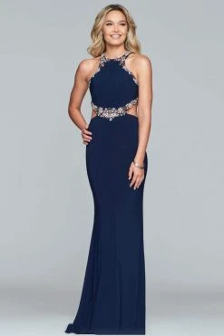 Faviana - S10026 Beaded Halter Trim Cutout Evening Dress Formal Gowns 9 Faviana - S10026 Beaded Halter Trim Cutout Evening Dress Formal Gowns