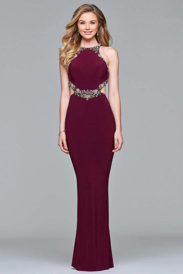 Faviana - S10026 Beaded Halter Trim Cutout Evening Dress Formal Gowns 5 Faviana - S10026 Beaded Halter Trim Cutout Evening Dress Formal Gowns