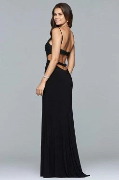 Faviana - S10031 Beaded V-neck Sheath Dress