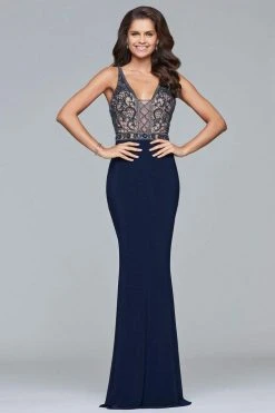 Faviana - S10092 Sleeveless V-Neck Beaded Evening Dress Formal Gowns