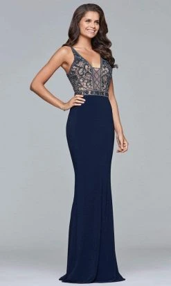 Faviana - S10092 Sleeveless V-Neck Beaded Evening Dress Formal Gowns