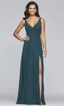 Faviana - S10177 V-Neck Sleeveless Chiffon Long Dress Formal Gowns
