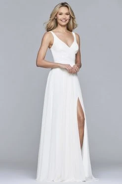Faviana - S10177 V-Neck Sleeveless Chiffon Long Dress Formal Gowns