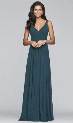 Faviana - S10177 V-Neck Sleeveless Chiffon Long Dress Formal Gowns
