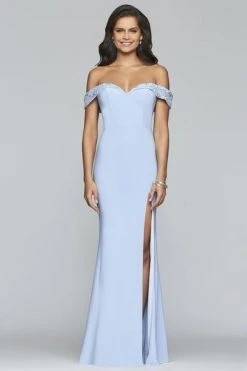 Formal Gowns Faviana - S10202 Beaded Sweetheart Off Shoulder Jersey Dress