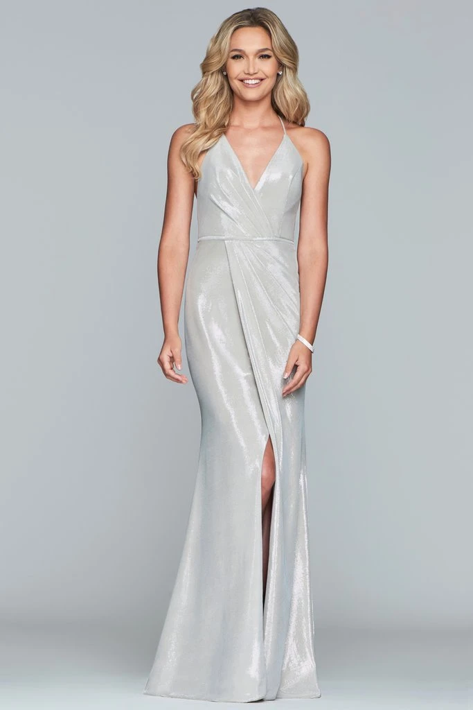 Formal Gowns Faviana - S10215 Halter Metallic Jersey Sheath Dress 5 Formal Gowns Faviana - S10215 Halter Metallic Jersey Sheath Dress