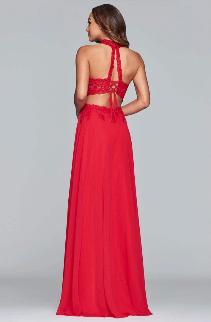 Faviana - S10220 Two Piece Lace High Halter Chiffon A-line Dress Formal Gowns 8 Faviana - S10220 Two Piece Lace High Halter Chiffon A-line Dress Formal Gowns