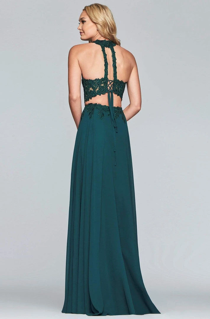 Faviana - S10220 Two Piece Lace High Halter Chiffon A-line Dress Formal Gowns 4 Faviana - S10220 Two Piece Lace High Halter Chiffon A-line Dress Formal Gowns