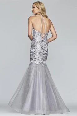 Formal Gowns Faviana - S10221 Embroidered Sequin Halter Mermaid Gown