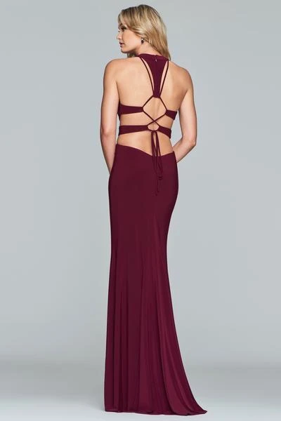 Formal Gowns Faviana - S10225 Sleeveless Halter Jersey Dress With Lace Up Back 4 Formal Gowns Faviana - S10225 Sleeveless Halter Jersey Dress With Lace Up Back