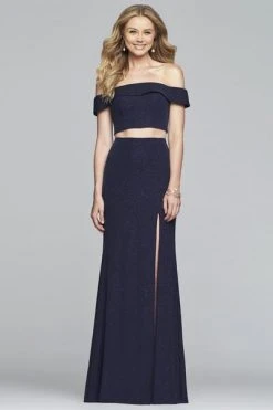 Faviana - S10262 Two Piece Glitter Jersey Off-Shoulder Dress Formal Gowns
