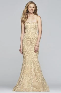 Formal Gowns Faviana - S10305 Strapless Metallic Embroidered Mermaid Dress