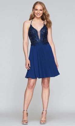 Faviana - S10373 Short Soft Chiffon & Illusion Tulle Dress