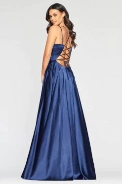 Formal Gowns Faviana - S10429 Pleated Sleeveless V-neck Satin Gown - 1 Pc Navy In Size 6 Available 7 Formal Gowns Faviana - S10429 Pleated Sleeveless V-neck Satin Gown - 1 Pc Navy In Size 6 Available