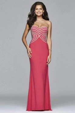 Formal Gowns Faviana - S7701 Jersey Sweetheart Evening Dress With Rhinestone Details