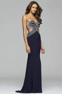 Formal Gowns Faviana - S7701 Jersey Sweetheart Evening Dress With Rhinestone Details