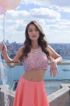 Formal Gowns Faviana - S7827 Frosted Satin Two Piece With Fully Beaded Bodice