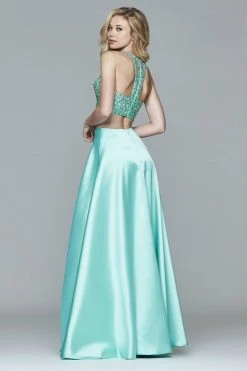 Formal Gowns Faviana - S7827 Frosted Satin Two Piece With Fully Beaded Bodice