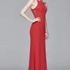 Formal Gowns Faviana S7913 Halter Neck Jersey Dress With Sweep Train - 1 Pc Black In Size 6 Available