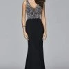 Faviana - S7915 Long Jersey Fit And Flare Dress With Beaded Bodice Formal Gowns