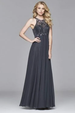 Faviana - S7989 Long Chiffon Dress With Bead Detailing