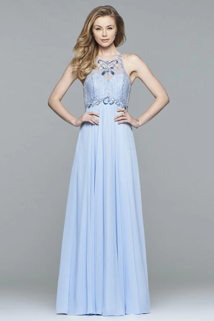 Faviana - S7989 Long Chiffon Dress With Bead Detailing 6 Faviana - S7989 Long Chiffon Dress With Bead Detailing