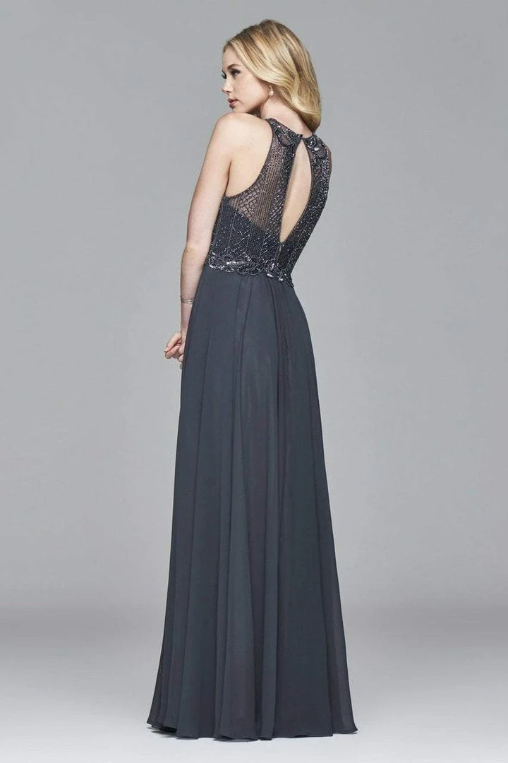 Faviana - S7989 Long Chiffon Dress With Bead Detailing 4 Faviana - S7989 Long Chiffon Dress With Bead Detailing