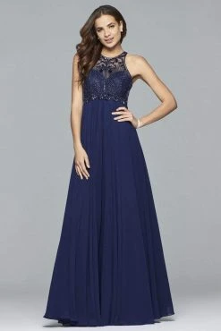 Faviana - S7989 Long Chiffon Dress With Bead Detailing 20 Faviana - S7989 Long Chiffon Dress With Bead Detailing