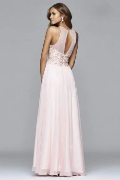 Formal Gowns Faviana - S7997 Long Chiffon Fit And Flare With Applique Top