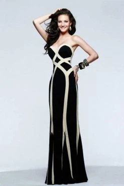 Faviana - Strapless Jersey Gown With Linear Pattern 7571 Formal Gowns
