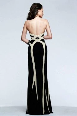 Faviana - Strapless Jersey Gown With Linear Pattern 7571 Formal Gowns