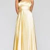 Faviana - Strappy Open Charmeuse Prom Dress S10211 - 1 Pc Buttercream In Size 8 Available