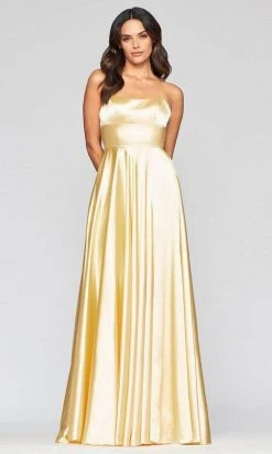Faviana - Strappy Open Charmeuse Prom Dress S10211 - 1 Pc Buttercream In Size 8 Available