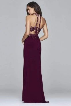 Faviana - Two Piece Lace High Halter Evening Dress 7967 - 1 Pc Black In Size 0 Available